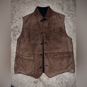 Massimo Dutti double face gilet in suede leather and a water resistant fabric(L)